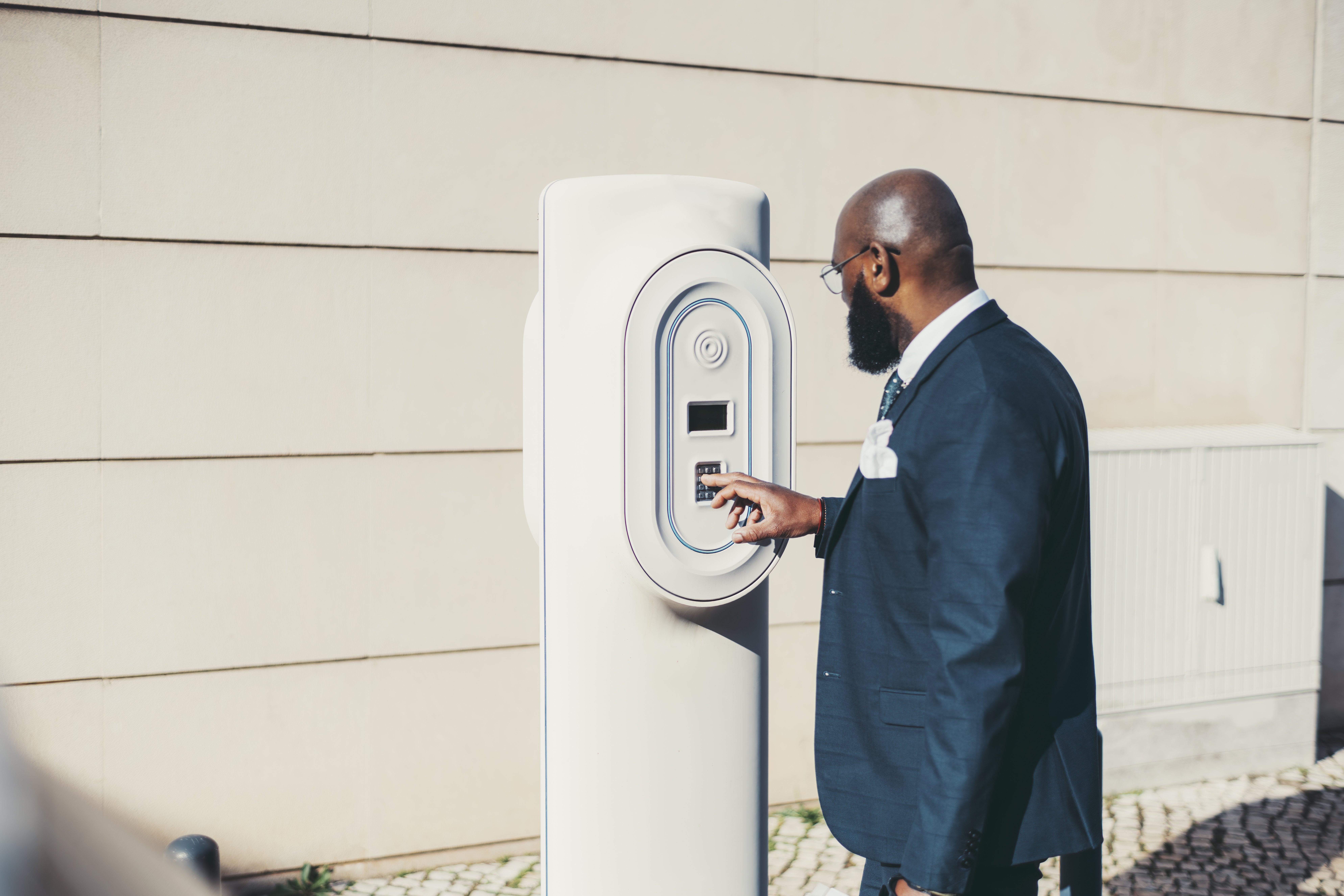 white electric vehicle charging station