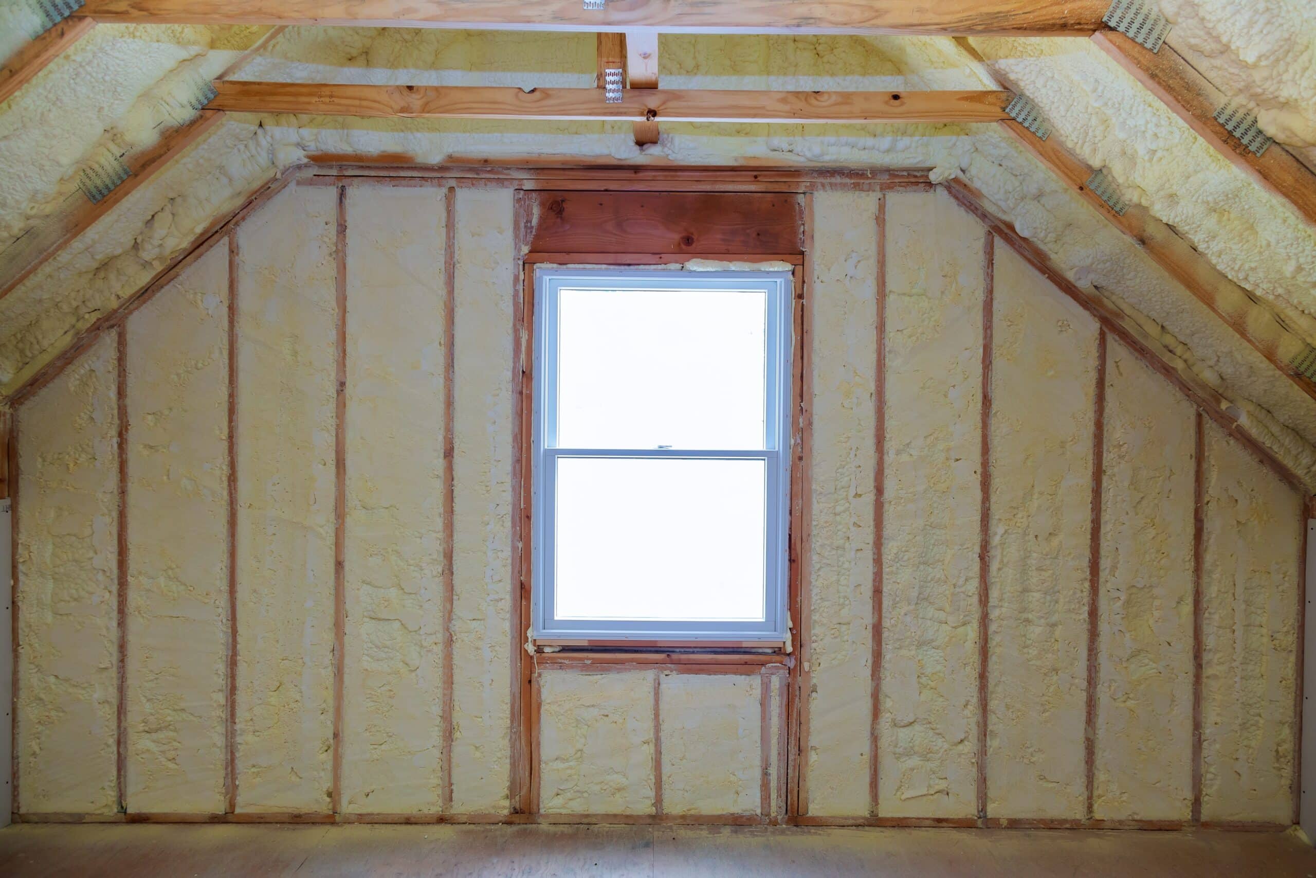 foam plastic insulation of a new home on a new roof