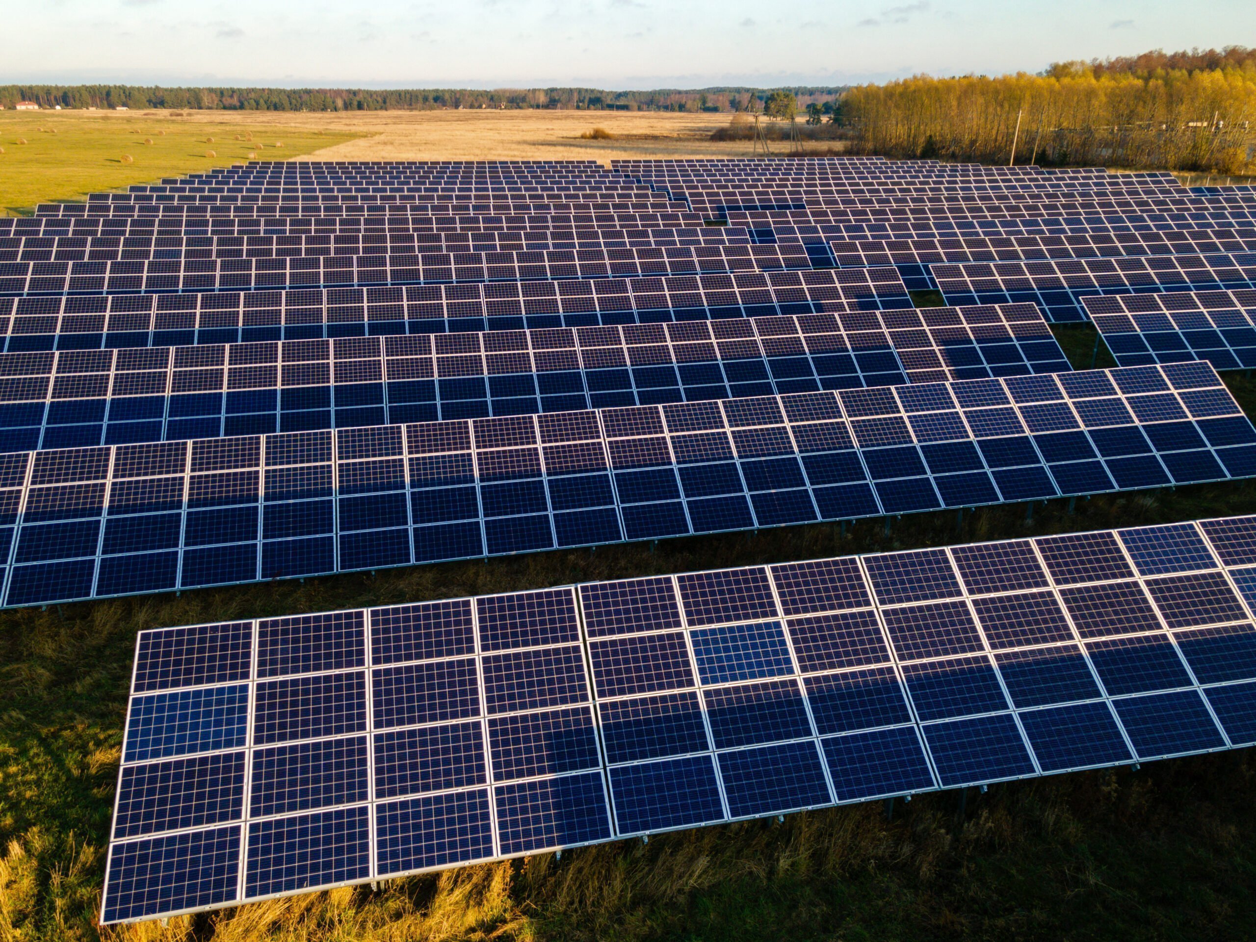 solar panels station on field