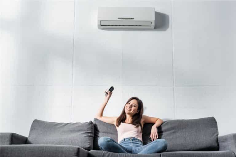 attractive and smiling woman switching on air cond 2022 12 16 19 19 18 utc