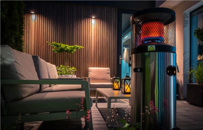 cozy evening at modern residential backyard