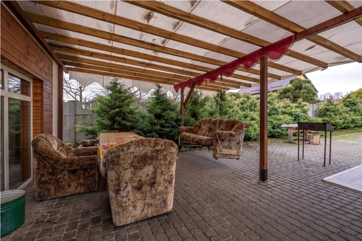 interior of hall veranda or gazebo in wooden villa 2023 04 18 21 25 24 utc