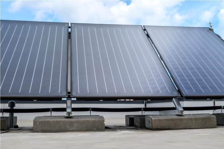 heat pump and solar collector on the roof