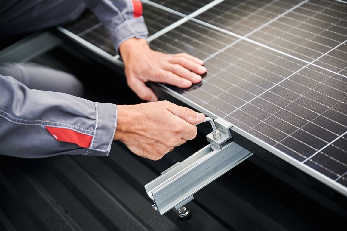 close up view of installation of solar panel 2023 09 29 17 18 12 utc
