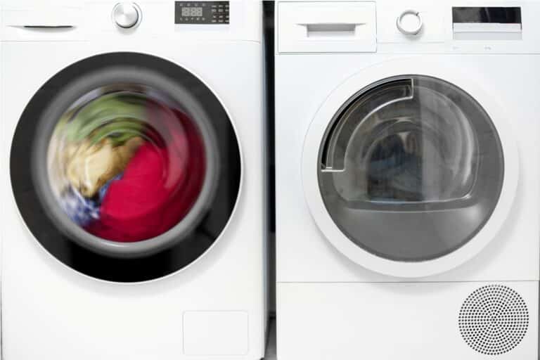 close up view on a front of washing and dryer machines