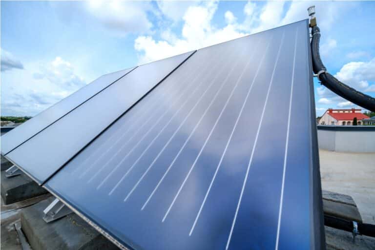 heat pump and solar collector on the roof