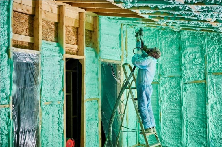worker spraying polyurethane foam for insulating w 2022 08 23 20 09 47 utc