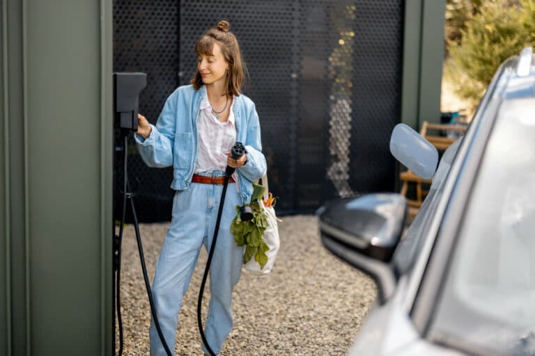 woman plugging a charger into electric vehicle 2024 05 30 18 05 41 utc